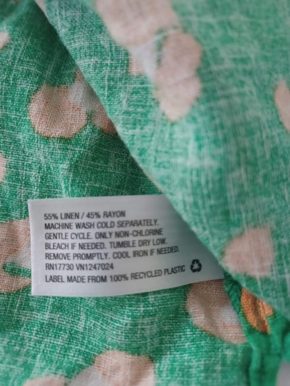 Tabitha Brown Target Linen Blend Camp Shirt XS Green Orange Mixed Print - Picture 3 of 5